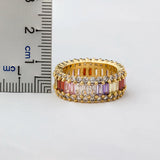 Rainbow CZ Ring Women Girls Engagement Band Charm Party Jewelry