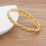 Nidin Crystal Rainbow Bangle Bracelet Charm Wedding Jewelry