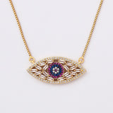 Vintage Evil Eye Pendant Necklace Crystal Lucky Eye CZ Jewelry
