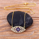 Vintage Evil Eye Pendant Necklace Crystal Lucky Eye CZ Jewelry