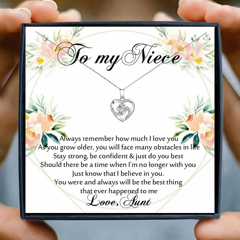 Niece Crystal Pendant Necklace - Aunt Uncle Gift