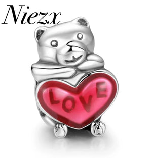 Mom We Belong Together Heart Charm Beads fit Silver 925 Bracelet DIY Jewelry