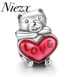 Mom We Belong Together Heart Charm Beads fit Silver 925 Bracelet DIY Jewelry