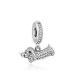 925 Sterling Silver Dog Buddy Dangle Charm Beads for Bracelets DIY Jewelry