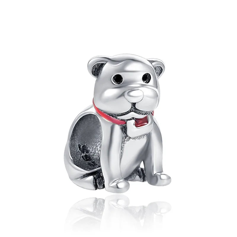 925 Sterling Silver Dog Buddy Dangle Charm Beads for Bracelets DIY Jewelry