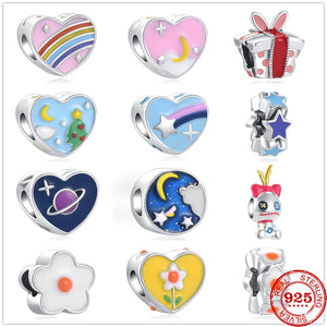 925 Silver Clouds Night Poached Egg Flower DIY Beads for Charm Bracelet