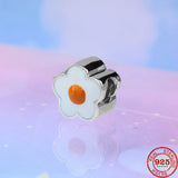925 Silver Clouds Night Poached Egg Flower DIY Beads for Charm Bracelet