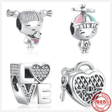 925 Silver Ladybug Clover Heart Pendant for Bracelet