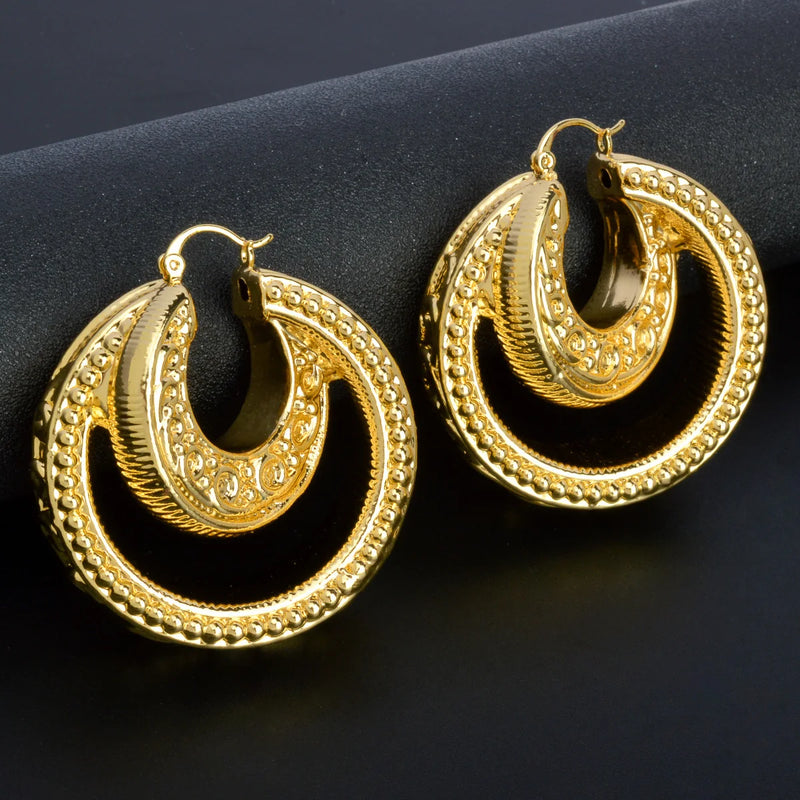 Nigeria Africa 18K Earrings for Women Irregular Big Ring Earring