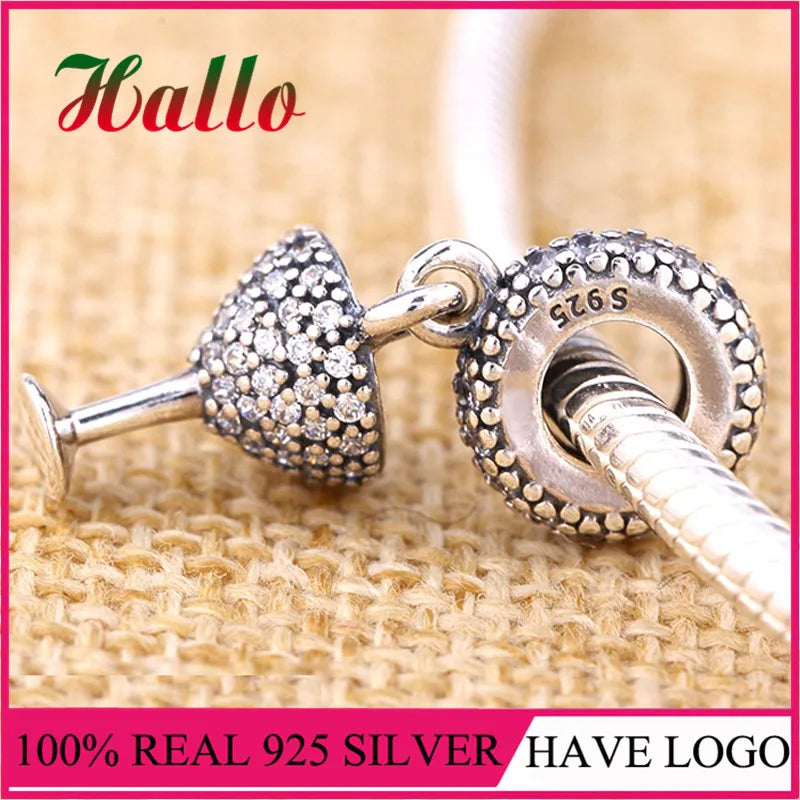 Night Out, Clear CZ Dangle Charms Bead for Bracelet 925 Silver Beads