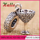 Night Out, Clear CZ Dangle Charms Bead for Bracelet 925 Silver Beads