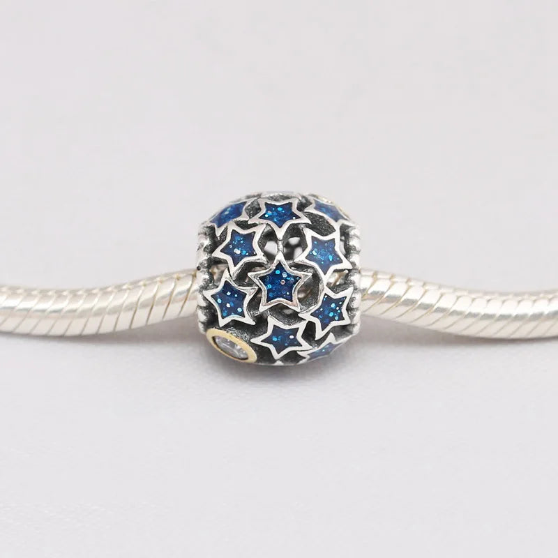 Night Sky Enamel & Clear CZ Beads for Charms Bracelets