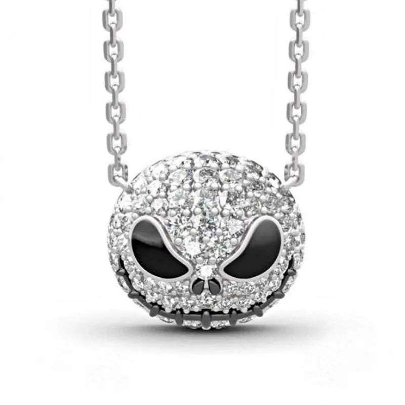 Nightmare Before Christmas Pendant Necklace Crystal Jewelry Gothic Party Skull N