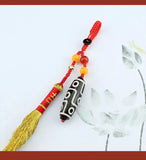Tibet Dzi Pendant Keychain Natural Stone Fashionable Style Bring Good Luck