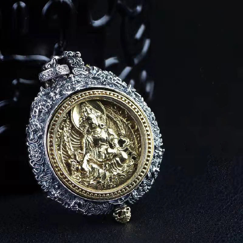 Nine Palaces Gossip Yellow God of Wealth Lucky Transit Necklace Pendant