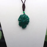 9-Tailed Fox Green Jade Pendant Necklace Agate Chinese Charm Jewelry