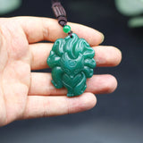 9-Tailed Fox Green Jade Pendant Necklace Agate Chinese Charm Jewelry