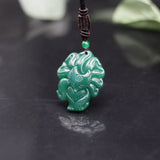 9-Tailed Fox Green Jade Pendant Necklace Agate Chinese Charm Jewelry