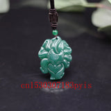 9-Tailed Fox Green Jade Pendant Necklace Agate Chinese Charm Jewelry