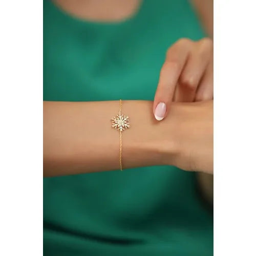 Nineveh Silver Snowflake Pattern Plated Italian Bracelet