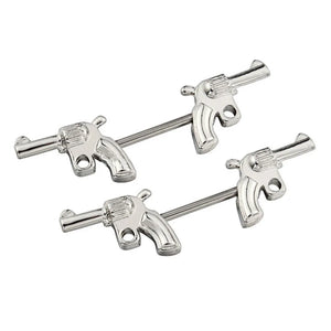 14G Double Gun Nipple Rings Barbell Nipple Rings