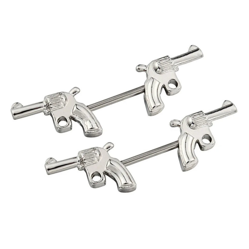 14G Double Gun Nipple Rings Barbell Nipple Rings