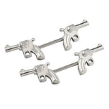 14G Double Gun Nipple Rings Barbell Nipple Rings