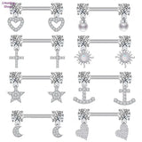 Heart Barbell Nipple Rings Stainless Steel Nipple Piercing