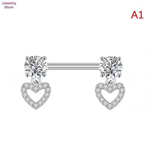 Heart Barbell Nipple Rings Stainless Steel Nipple Piercing