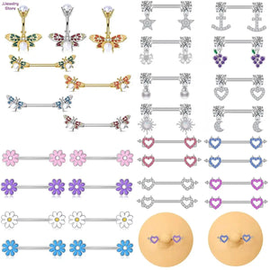Heart Barbell Nipple Rings Stainless Steel Nipple Piercing
