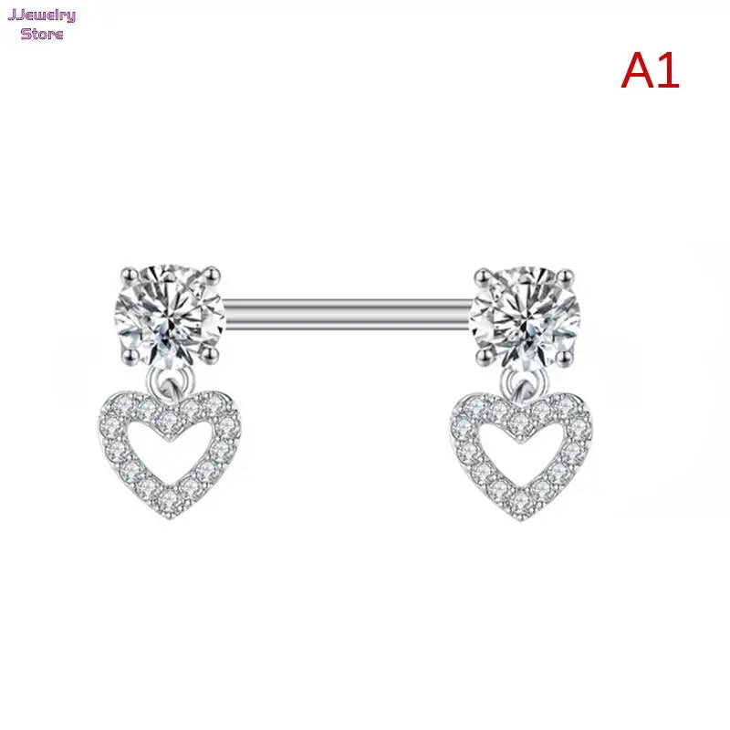 Heart Barbell Nipple Rings Stainless Steel Nipple Piercing