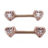 Heart Nipple Ring with Clear Rhinestones Stainless Steel Body Jewelry