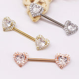 Heart Nipple Ring with Clear Rhinestones Stainless Steel Body Jewelry