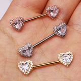 Heart Nipple Ring with Clear Rhinestones Stainless Steel Body Jewelry
