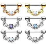 Surgical Steel CZ Water Drop Opal Nipple Rings