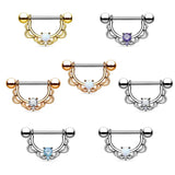 Surgical Steel CZ Water Drop Opal Nipple Rings