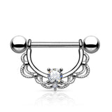 Surgical Steel CZ Water Drop Opal Nipple Rings