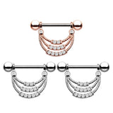 Surgical Steel CZ Water Drop Opal Nipple Rings