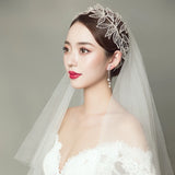 Beaded Flower Tiara Wedding Hair Jewelry Bride Headwear