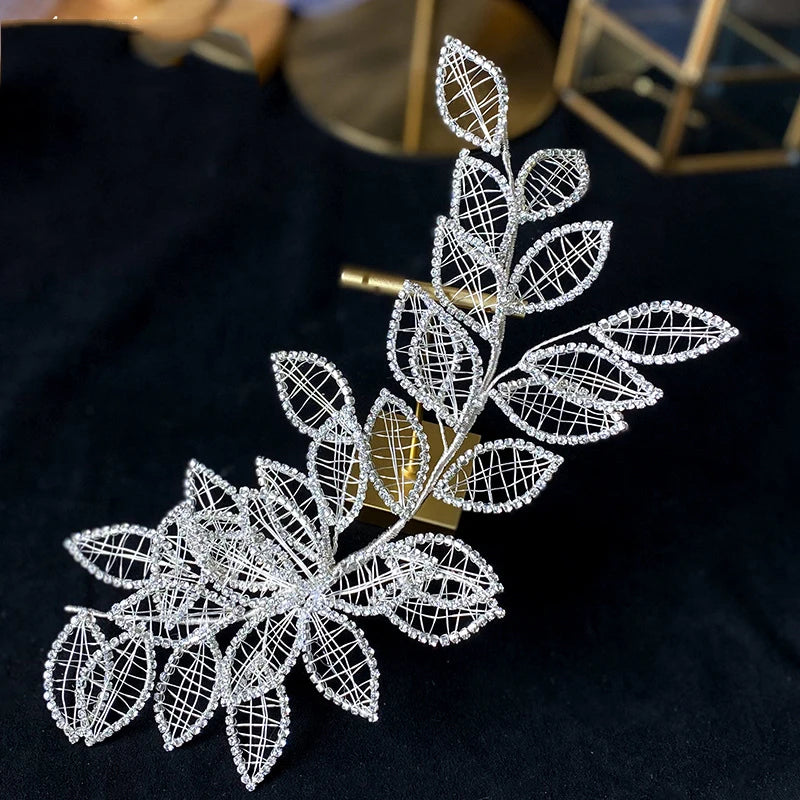 Beaded Flower Tiara Wedding Hair Jewelry Bride Headwear