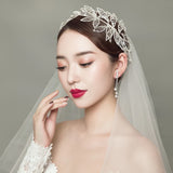 Beaded Flower Tiara Wedding Hair Jewelry Bride Headwear