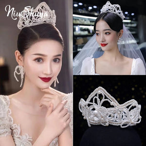 Pearl Bridal Headband Tiara Wedding Hair Crown Women Accessories