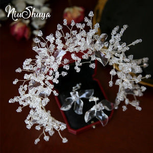 Clear Leaf Crystal Wedding Hairband Bride Headdress Hair Accessories