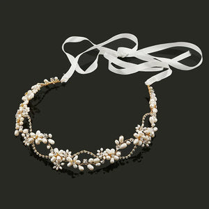 Wired Hairband Crystal Rhinestones Freshwater Pearls Bridal Headband