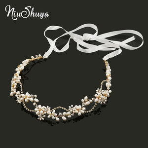 Wired Hairband Crystal Rhinestones Freshwater Pearls Bridal Headband