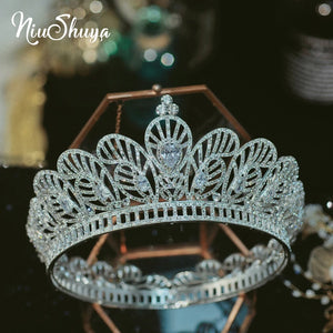 Cubic Zircon Crystal Crown Princess Tiara Wedding Hair Accessories