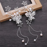 NiuShuya Star Tassel Bridal Hairpins Rhinestone Pearl Hair Ornament