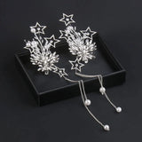 NiuShuya Star Tassel Bridal Hairpins Rhinestone Pearl Hair Ornament