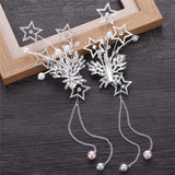 NiuShuya Star Tassel Bridal Hairpins Rhinestone Pearl Hair Ornament