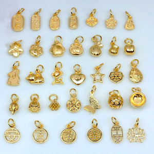14K 18K Gold-Filled Charms Butterfly Deer Rabbit Cat Paw Pendant 10pcs/Lot